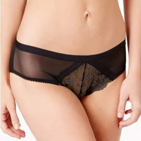 Free People Daydreamer Embroidered Mesh Panty Onyx S - Picture 1 of 6